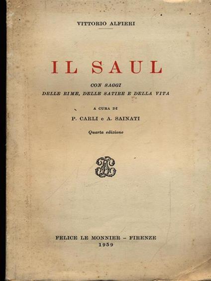 Il Saul - Vittorio Alfieri - copertina