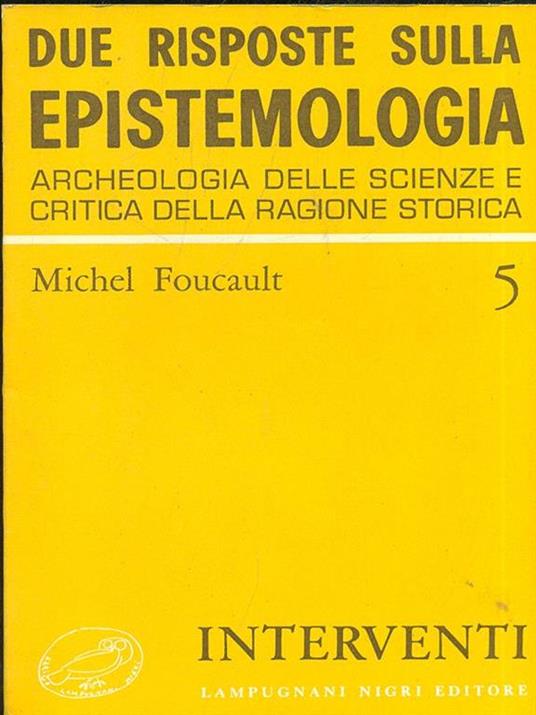 Due risposte sulla epistemologia - Michel Foucauld - copertina