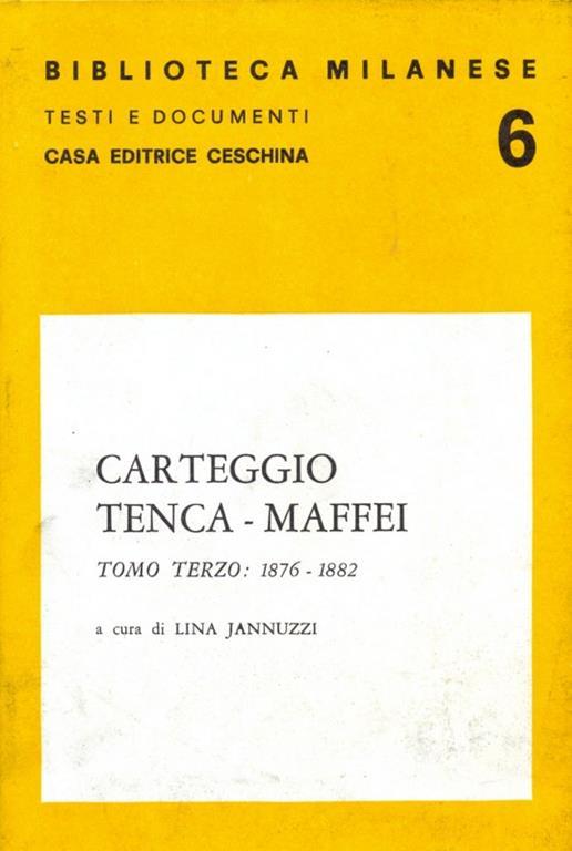 Carteggio Tenca-Maffei - Lina Jannuzzi - copertina