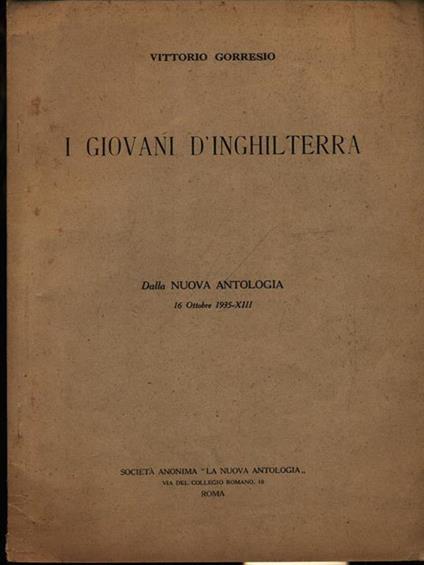 I giovani d'Inghilterra - Vittorio Gorresio - copertina