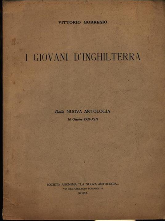 I giovani d'Inghilterra - Vittorio Gorresio - copertina