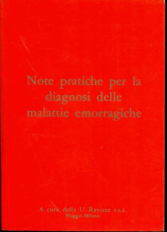Note pratiche per la diagnosi dellemalattie emorragiche - copertina