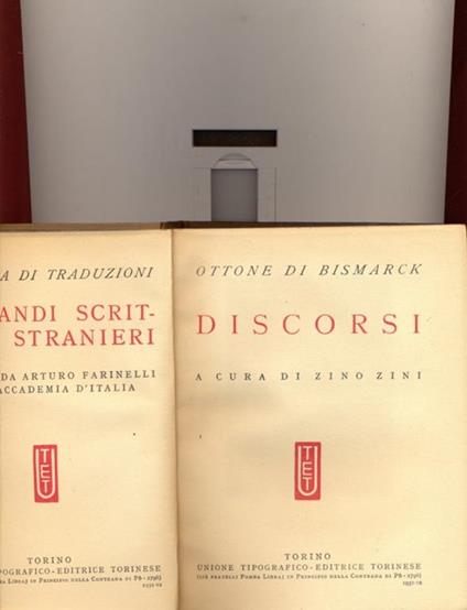 Discorsi - Otto von Bismarck - copertina