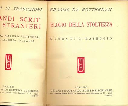 Elogio della stoltezza - Erasmo da Rotterdam - copertina