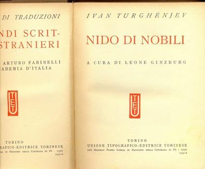 Nido di nobili - Ivan Turgenev - copertina