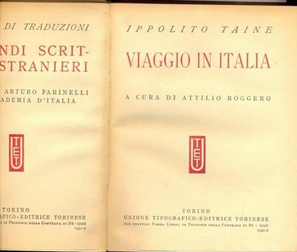 Viaggio in Italia - Hippolyte Taine - copertina