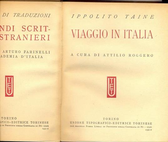 Viaggio in Italia - Hippolyte Taine - copertina