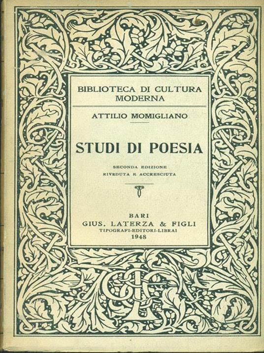 Studi di poesia - Attilio Momigliano - copertina