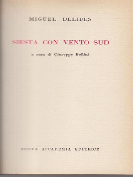Siesta con vento sud - Miguel Delibes - copertina