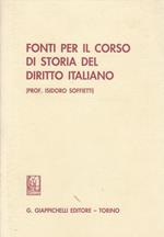 Fonti per il corso di storia del diritto italiano