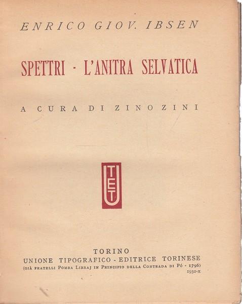 Spettri - L'anitra selvatica - Henrik Ibsen - copertina