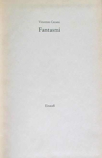 Fantasmi - Vincenzo Cerami - copertina