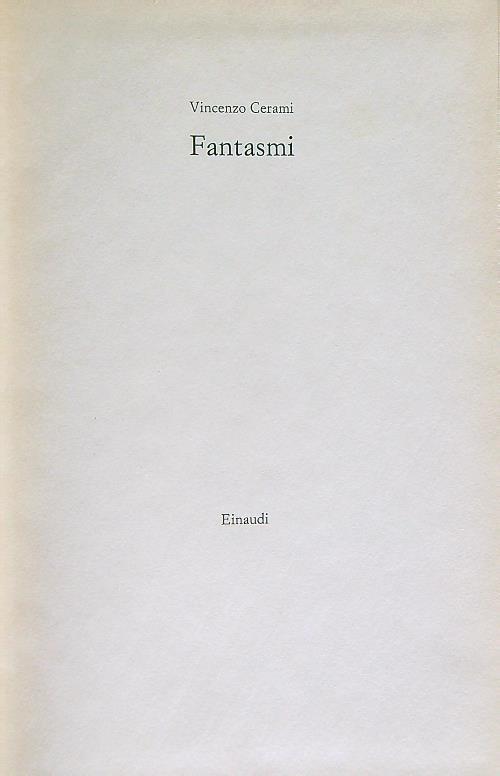 Fantasmi - Vincenzo Cerami - copertina