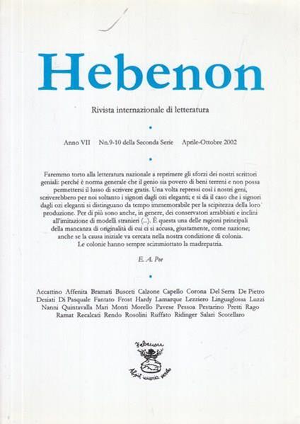 Hebenon N. 9-10 Aprile Ottobre 2002 - copertina