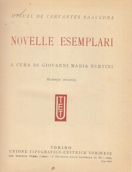 Novelle esemplari - Miguel de Cervantes - copertina