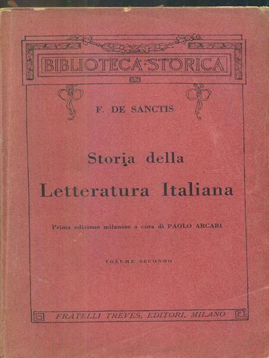 Storia della letteratura italiana Vol. 2 - Francesco De Sanctis - copertina