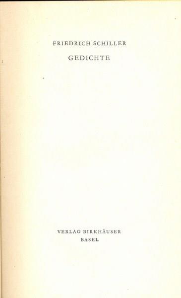Geditche. In lingua tedesca - Friedrich Schiller - copertina