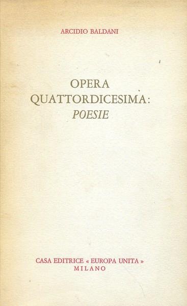 Opera quattordicesima: poesie