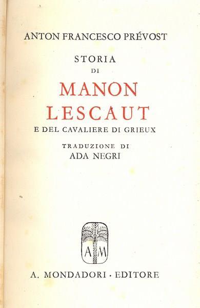 Storia di Manon Lescaut - Antoine-François Prévost - copertina