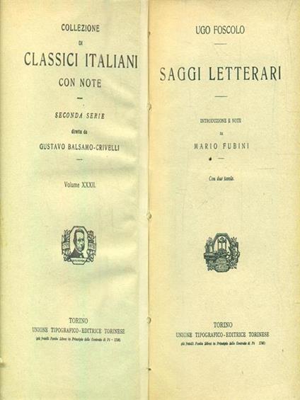 Saggi letterari - Ugo Foscolo - copertina