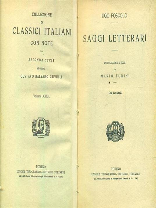 Saggi letterari - Ugo Foscolo - copertina