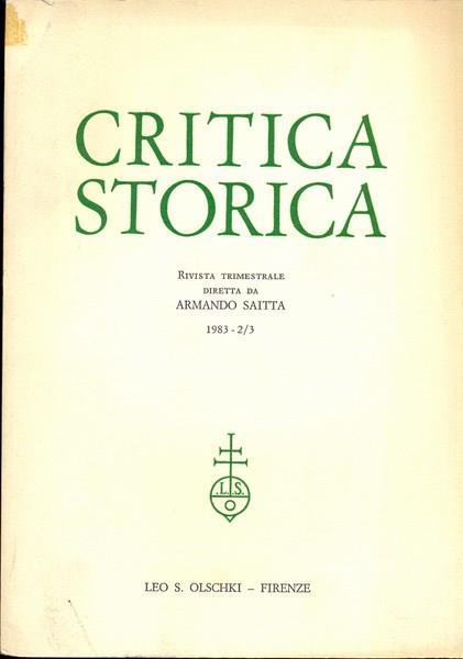 Critica storica n. 2-3 / 1983 - copertina
