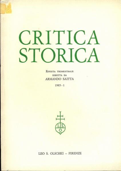 Critica storica n. 1/1985 - copertina