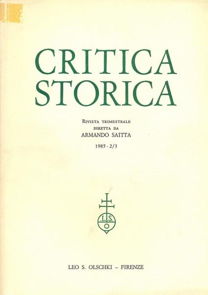 Critica storica n. 2-3 /1985