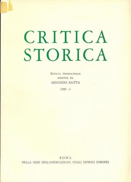 Critica storica n. 1/1987 - copertina