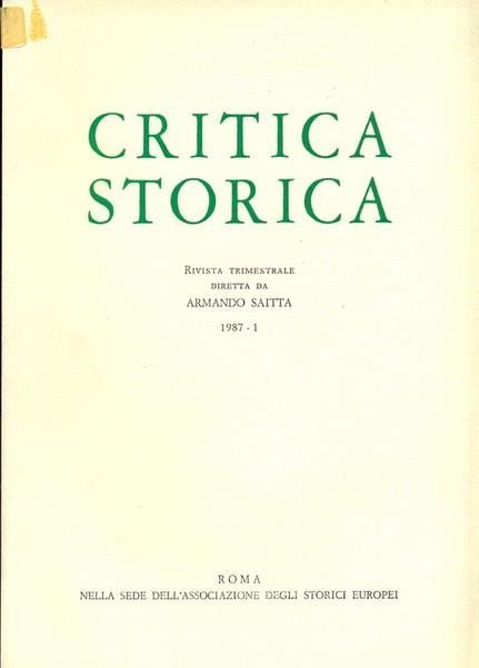 Critica storica n. 1/1987 - copertina