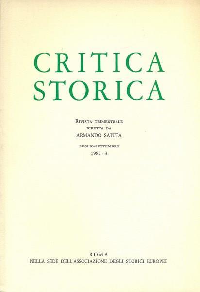 Critica storica n. 3/1987 - copertina