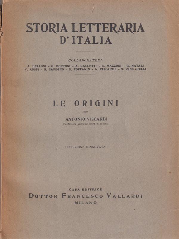 Storia letteraria d'Italia. Le origini