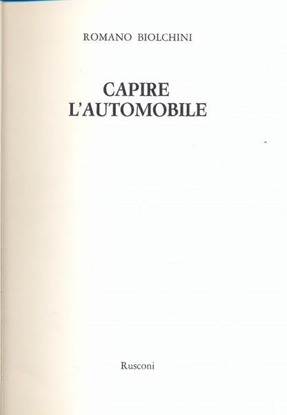 Capire l'automobile - Romano Biolchini - copertina