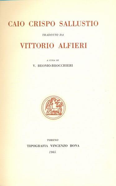 Carlo Crispo Sallustio tradotto da Vittorio Alfieri - Vittorio Beonio Brocchieri - copertina