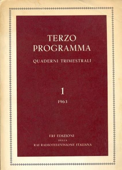 Terzo programma quadernio trimestrali vol.1 1963 - copertina