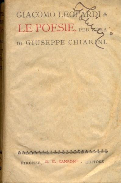 Le poesie - Giacomo Leopardi - copertina