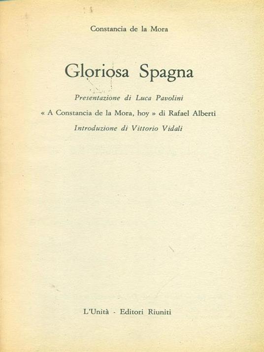 Gloriosa Spagna - Constancia de La Mora - copertina