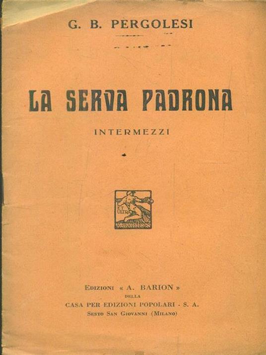 La serva padrona - G. Battista Pergolesi - copertina