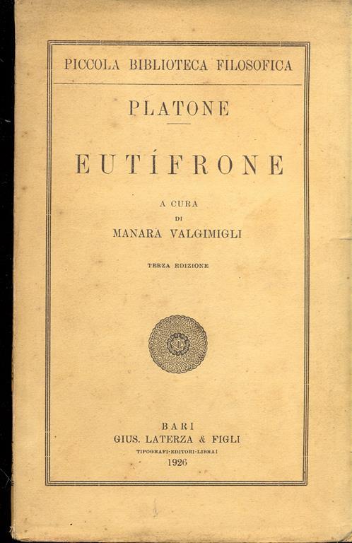 Eutifrone - Platone - copertina