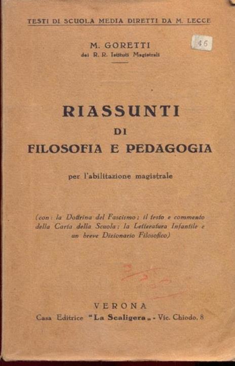 Riassunti di Filosofia e pedagogia - M. Goretti - 5