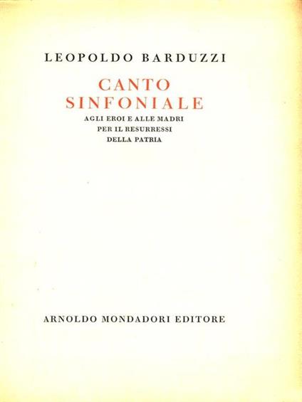 Canto sinfoniale - Leopoldo Barduzzi - copertina