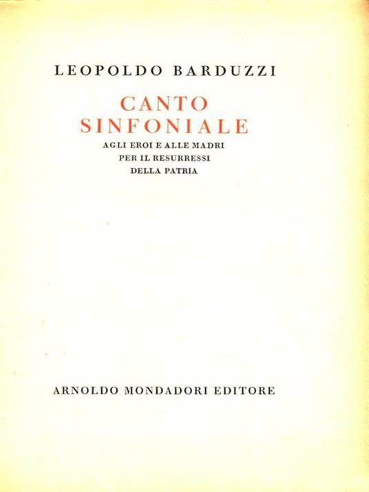 Canto sinfoniale - Leopoldo Barduzzi - copertina