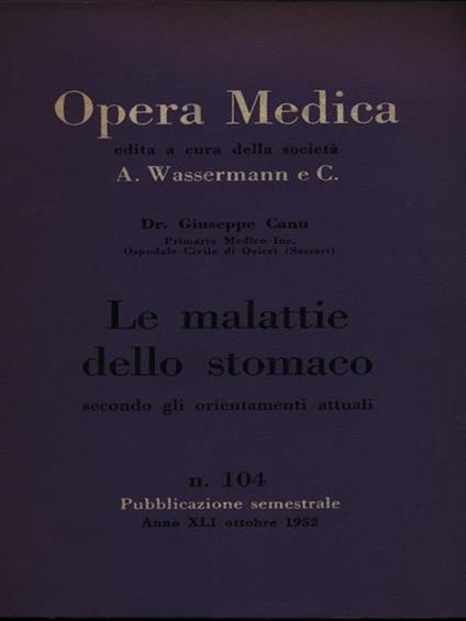 Le malattie dello stomaco - Giuseppe Canu - copertina