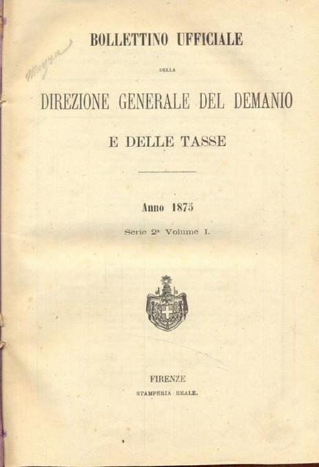 Bollettino ufficiale Direzione generale del demanio e delle tasse vol.2 - copertina