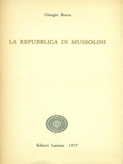 La repubblica di Mussolini - Giorgio Bocca - copertina