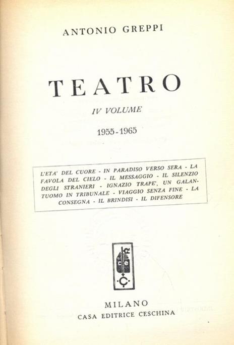Teatro vol. 4 - Antonio Greppi - 2