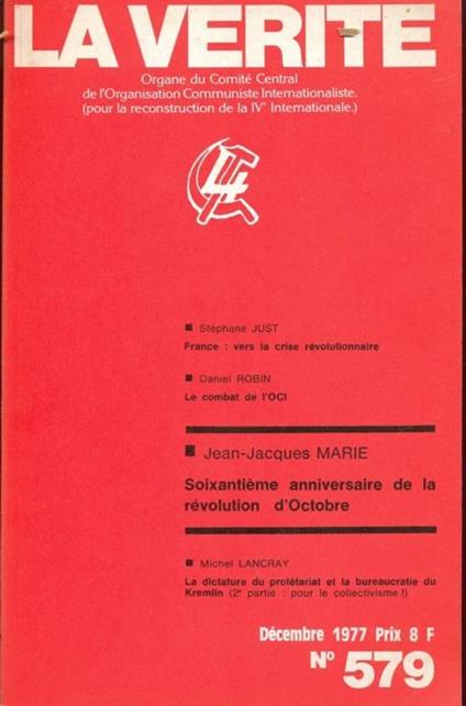 La verité n. 579/decembre 1977. in lingua francese - copertina