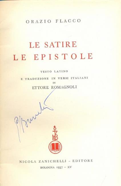 Le Satire/Le Epistole - Q. Flacco Orazio - copertina