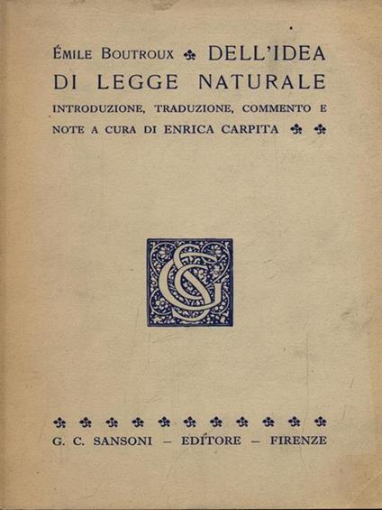 Dell'idea di legge naturale - Emile Boutroux - copertina