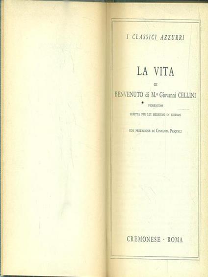 La vita - Benvenuto Cellini - copertina